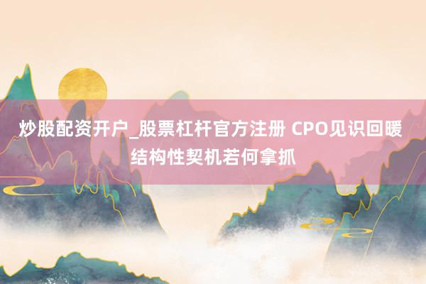 炒股配资开户_股票杠杆官方注册 CPO见识回暖 结构性契机若何拿抓