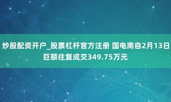 炒股配资开户_股票杠杆官方注册 国电南自2月13日巨额往复成交349.75万元