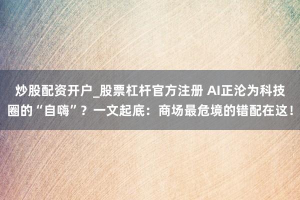 炒股配资开户_股票杠杆官方注册 AI正沦为科技圈的“自嗨”？一文起底：商场最危境的错配在这！