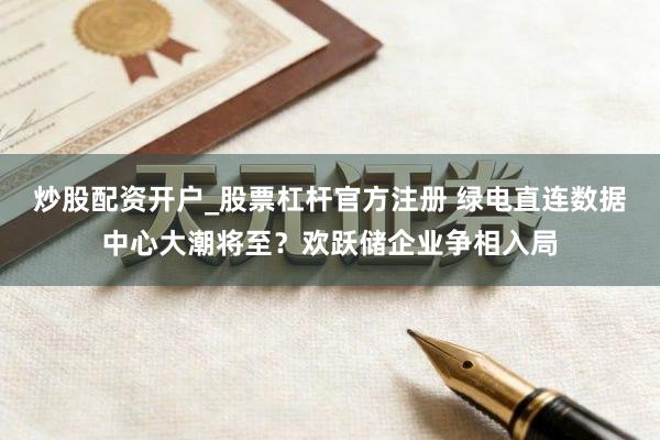 炒股配资开户_股票杠杆官方注册 绿电直连数据中心大潮将至？欢跃储企业争相入局